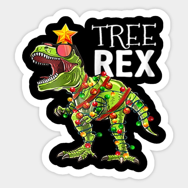 Tree Rex Christmas T Rex Dinosaur Christmas Gift Boys Sticker by Barnard